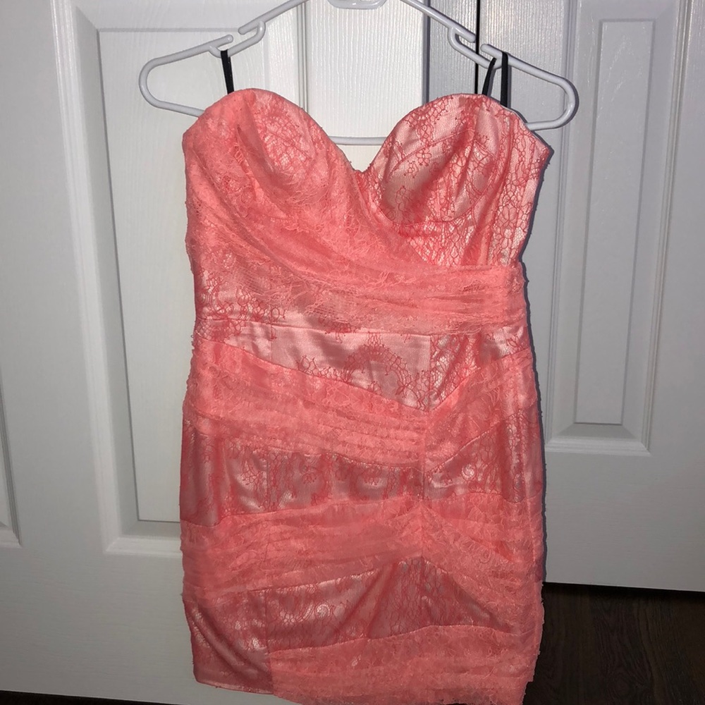 BEBE pink party dress